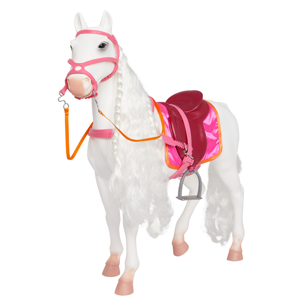 Camarillo Hair Play Horse - 50cm Horse with White Hair - Pink Saddle & Reins - Equestrian - Our Generation UK